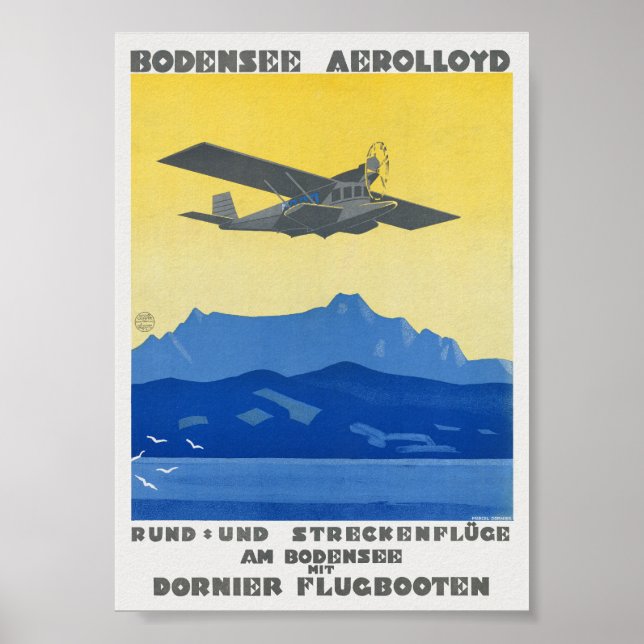 Bodensee Aerolloyd Vintage Affisch 1925 (Framsidan)
