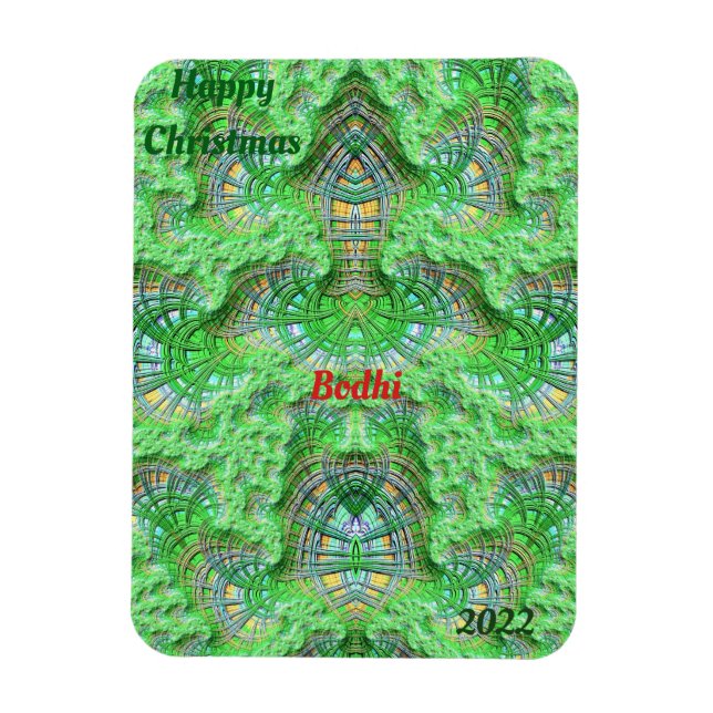 BODHI ~CHRISTMAS-kort Bright! ~ Red Grönt Gult ~ Magnet (Vertikal)