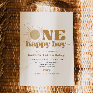 BODHI One Lycklig Boy First Resa runt Sol födelsed Inbjudningar