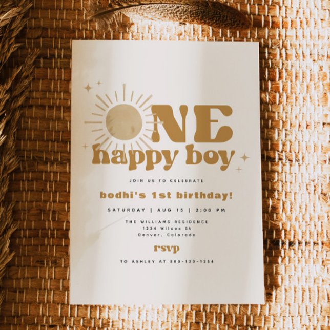 BODHI One Lycklig Boy First Resa runt Sol födelsed Inbjudningar (Skapare uppladdad)