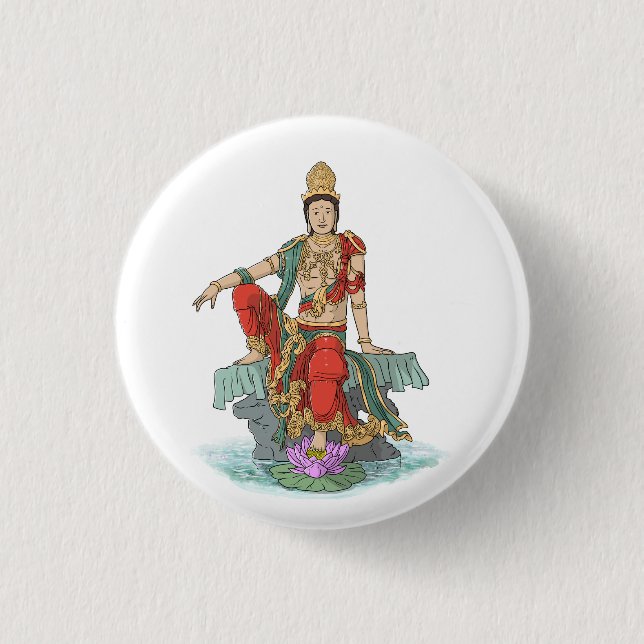 Bodhisattva med Compassion Button Knapp (Framsida)