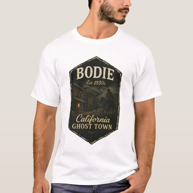 Bodie California Ghost Town Shadowy Bandit T Shirt (Framsida)