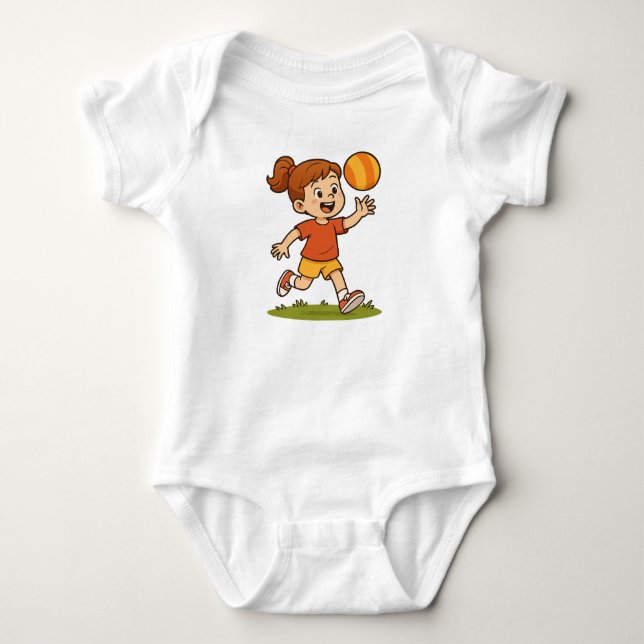 Bodie de Bebé Niña Jugando Pelota T Shirt (Framsida)