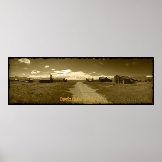 Bodie Ghost Town Sepia Pano Poster (Framsidan)