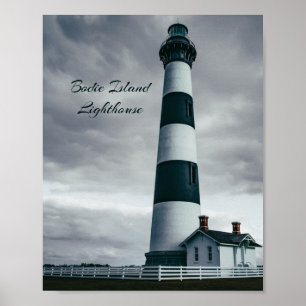 Bodie Island fyr svart och vitt Poster