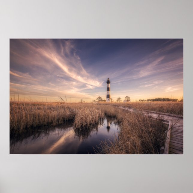 Bodie Island fyr vid Sunset Poster (Framsidan)