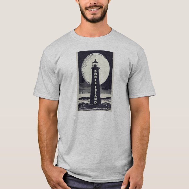 Bodie Island Lighthouse North Carolina Måne T Shirt (Framsida)