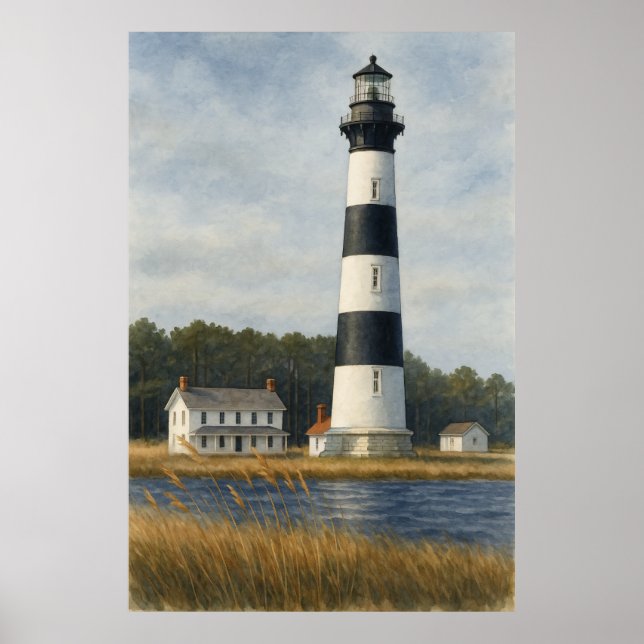 Bodie Island Lighthouse Watercolor Poster (Framsidan)
