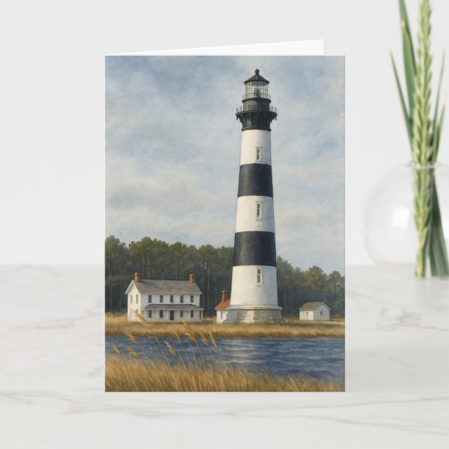 Bodie Island Lighthouse Watercolor Tack Kort (Framsida)