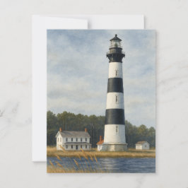 Bodie Island Lighthouse Watercolor Vykort