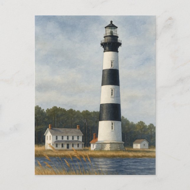 Bodie Island Lighthouse Watercolor Vykort (Framsida)