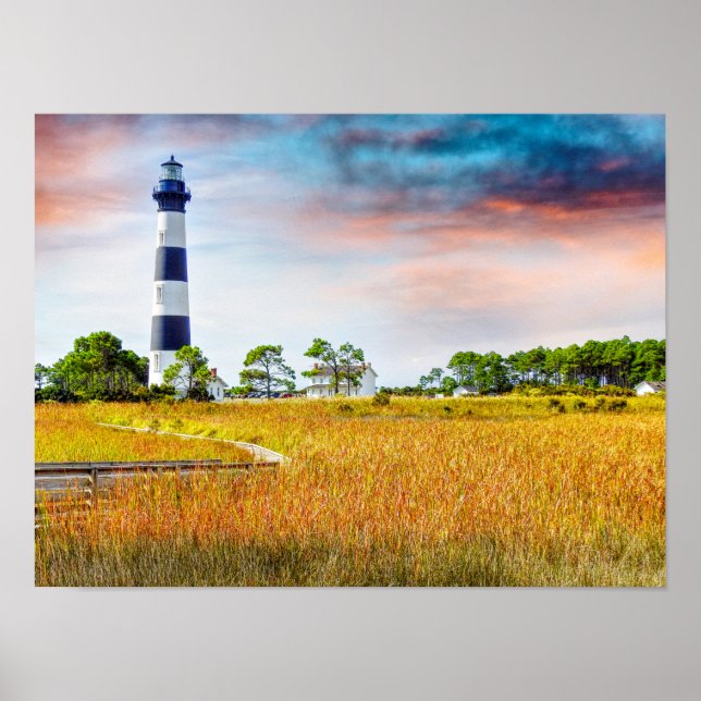 Bodie Lighthouse Outer Banker North Carolina Art Poster (Framsidan)