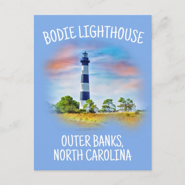 Bodie Lighthouse Outer Banker North Carolina Vykort (Framsida)