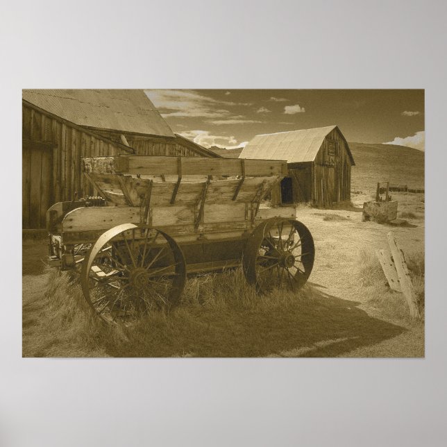 Bodie Mining Cart Sepia Poster (Framsidan)