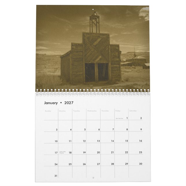 Bodie spökstad 2015 kalender (Jan 2027)