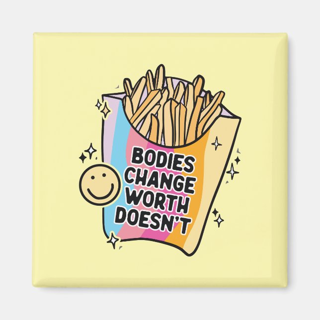 Bodies Change Worth Doesn’t Positive Self Love Magnet (Framsidan)