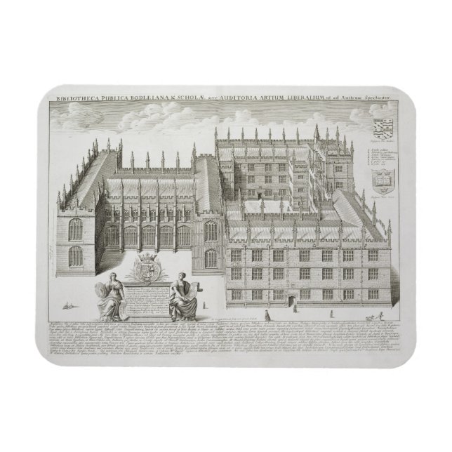 Bodleian Bibliotek, Oxford, från Oxonia Illustrata Magnet (Horisontell)