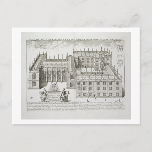 Bodleian Bibliotek, Oxford, från Oxonia Illustrata Vykort (Framsida)