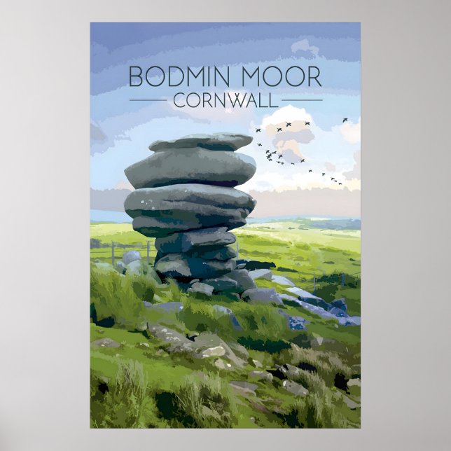 Bodmin Moor Tryck Cornwall Resa Affisch (Framsidan)