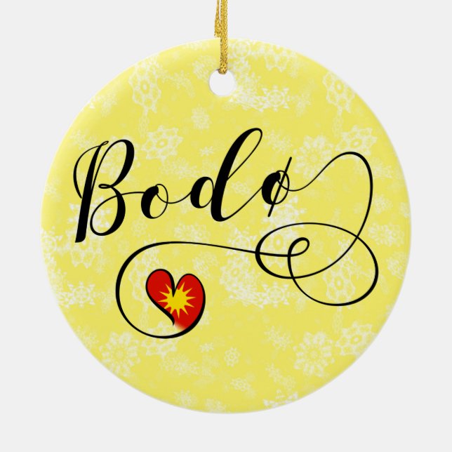 Bodø Flagga Heart, Norge, Bodö Julgransprydnad Keramik (Baksidan)