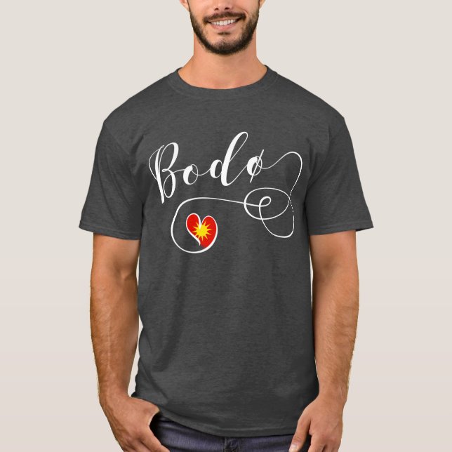 Bodø Flagga Heart, Norge, Bodö Sweatshirt T Shirt (Framsida)