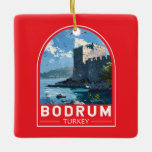 Bodrum Castle Turkey Travel Art Vintage Julgransprydnad Keramik<br><div class="desc">Bodrum-reflektorns rörelsemodell. Bodrum är en stad på Peninsulan Bodrum som sträcker sig från Turkiets sydvästra kusten till Egeiska havet. Staden har två fack med vyer av Bodrum Castle.</div>
