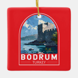 Bodrum Castle Turkey Travel Art Vintage Julgransprydnad Keramik