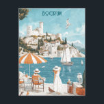 Bodrum Castle Turkiye Vykort<br><div class="desc">Detta vykort för resor,  i digital illustration stil,  är inspirerat av Bodrums slott,  Turkiye.</div>