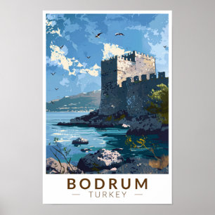 Bodrum slott Turkiet Resa Konst Vintage Poster