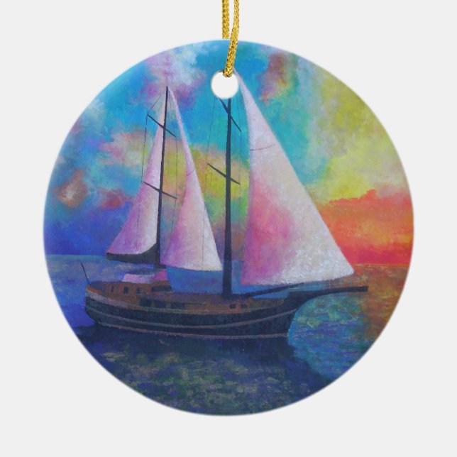 Bodrum Turcos ise Kusten Gulet Cruise Julgransprydnad Keramik (Framsidan)