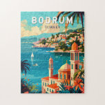 Bodrum Turkey Travel Art Vintage Pussel<br><div class="desc">Bodrum-reflektorns rörelsemodell. Bodrum är en stad på Peninsulan Bodrum som sträcker sig från Turkiets sydvästra kusten till Egeiska havet. Staden har två fack med vyer av Bodrum Castle.</div>