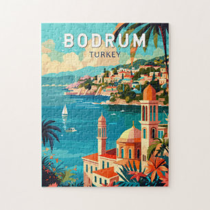Bodrum Turkey Travel Art Vintage Pussel