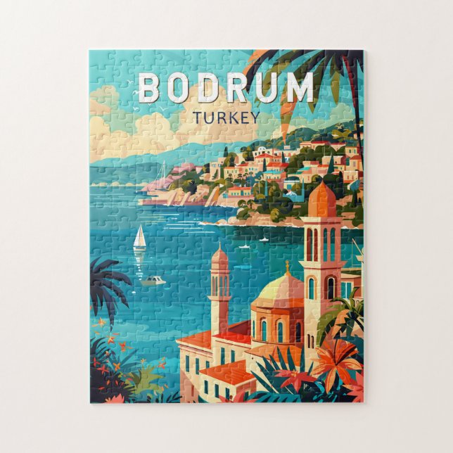 Bodrum Turkey Travel Art Vintage Pussel (Vertikal)