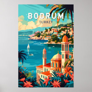 Bodrum Turkiet Resa Konst Vintage Poster