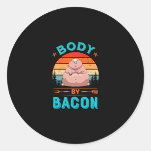 Body Bacon Tjock Gris Funny Cute Vintage Runt Klistermärke
