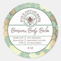 Body Balm Honeycomb Bee Grönt Lip Balm Lid Label