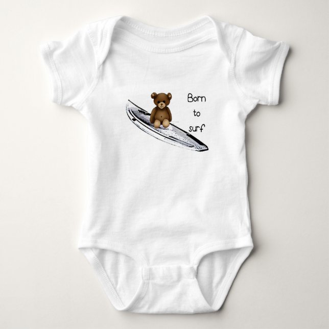 Body bébé blanc "Born to surf" avec nounours Tröja (Framsida)