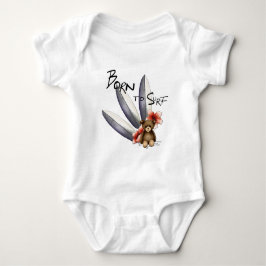 Body bébé blanc "Born to surf", nounours et fleurs Tee
