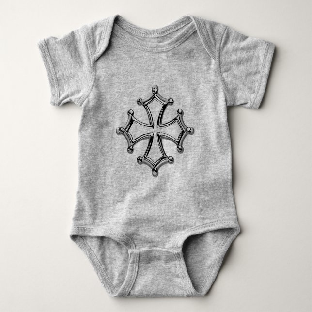 Body bébé gris Croix occitane T Shirt (Framsida)