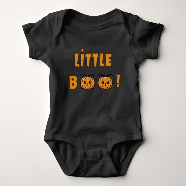 Body Bébé Halloween – Little BOO Noir Kawaii T Shirt (Framsida)