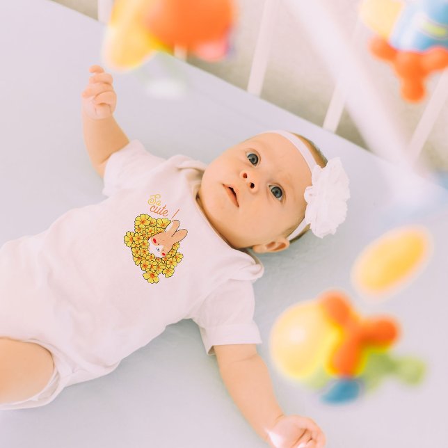 Body bébé So Cute lapin mignon et fleurs jaune T Shirt (Body bebe So Cute lapin mignon et fleurs jaune)