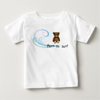 Body blanc bébé "Born to surf", vagues et nounours T Shirt