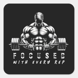 Body Builder-Fitness- Fyrkantigt Klistermärke