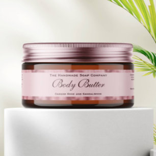 Body Butter Burk Label Rosa & Faux Woven Rosa Foil Etikettband