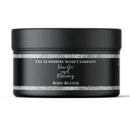 Body Butter Jar Label Black Silver Glitter Etikettband