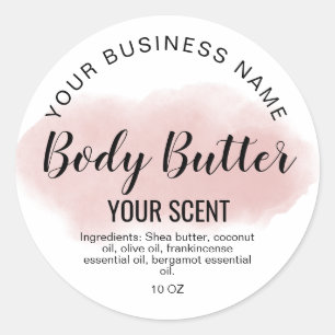 body butter  rosa agate add logotyp Classic rou Runt Klistermärke
