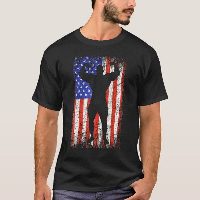 Body Byggnad American Flagga World Strongest Man S T Shirt (Framsida)