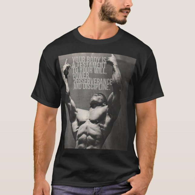"Body byggnad" Motivering T Shirt (Framsida)