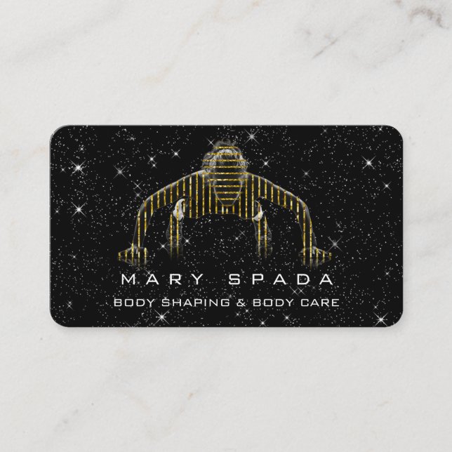 Body Byggnad Shaping Fitness Sclupting Spark Guld Visitkort (Framsida)