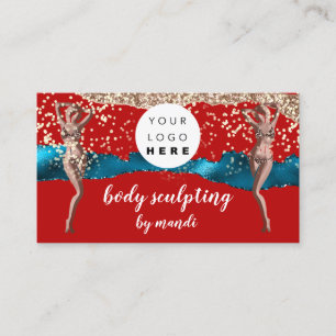 Body Care Mode Logotyp QRCode Ro Red Blue Bikini Visitkort